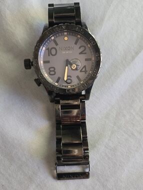 Nixon Gunmetal and Gray Stainless Steel Diver Watch